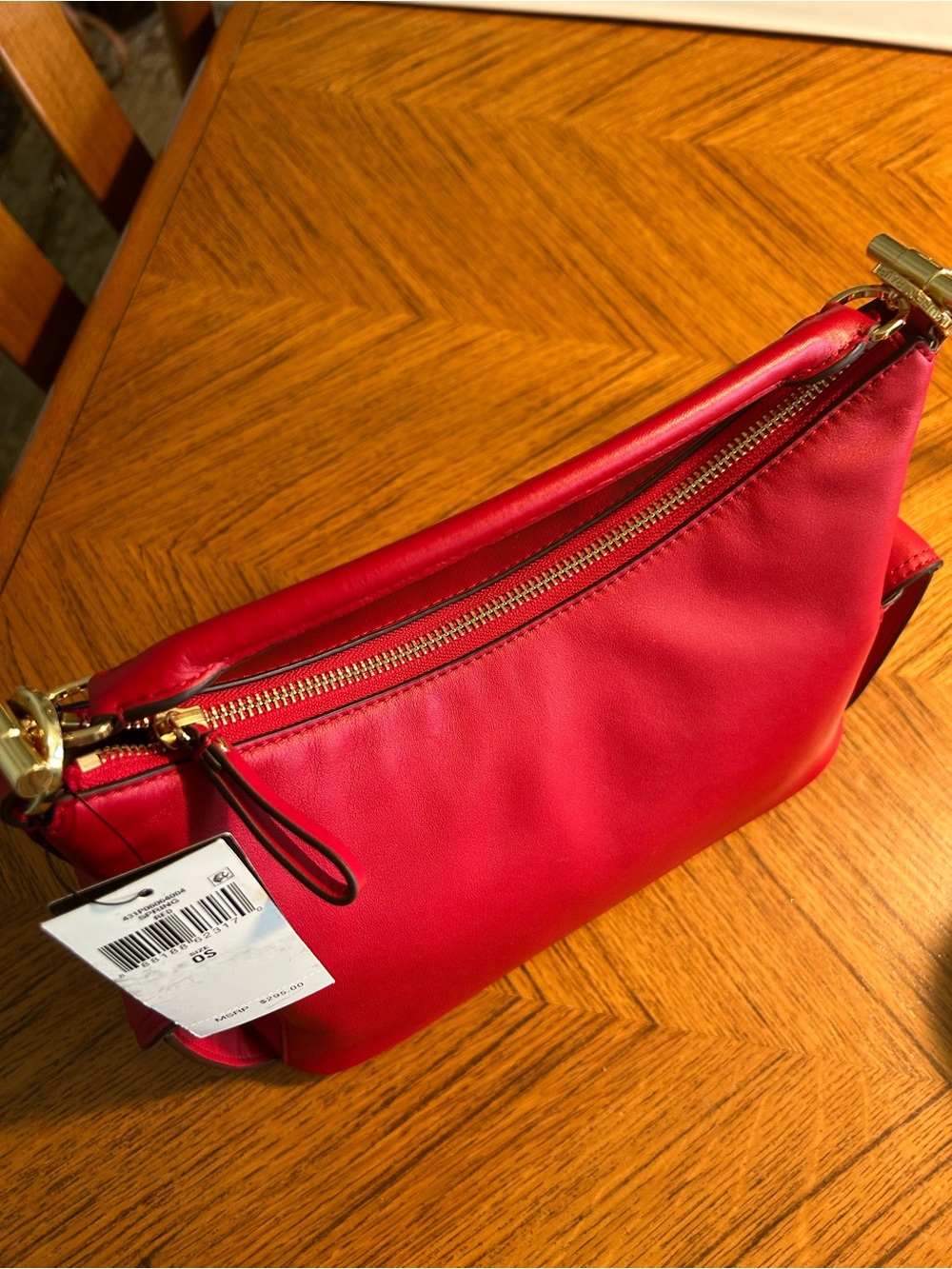 New Ralph Lauren Red Leather Shoulder Bag - Picture 10 of 12